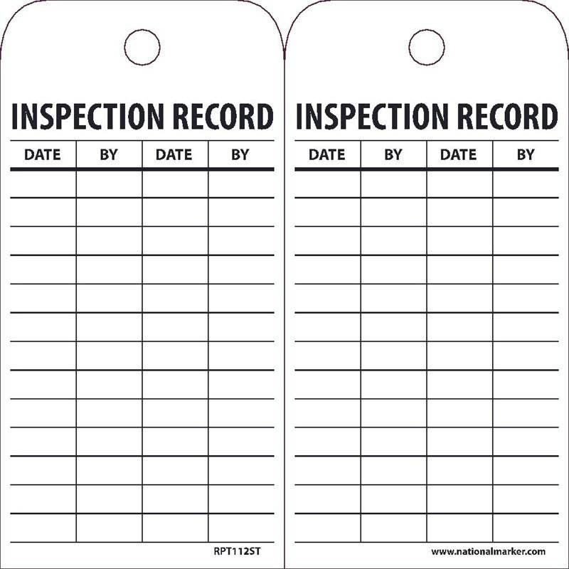 AccuformNMC RPT112ST Inspection Record Tag (Hole), 6" x 3", Synthetic Paper, 25/Pk