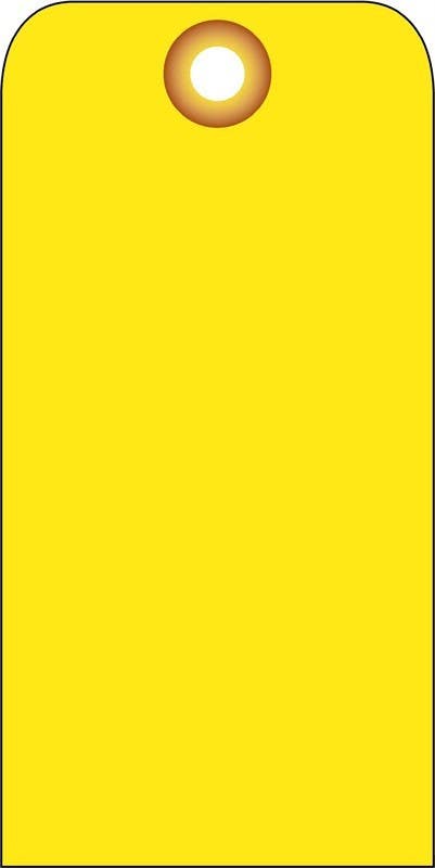AccuformNMC RPT156G Blank Tag, Yellow, 6" x 3", .015 Mil Unrippable Vinyl, 25/Pk w/ Grommet