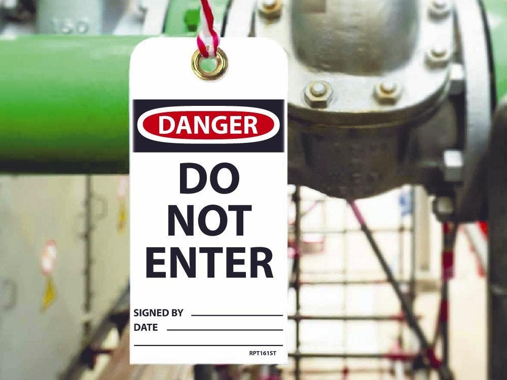 AccuformNMC RPT161ST Danger, Do Not Enter Tag (Hole), 6" x 3", Synthetic Paper, 25/Pk