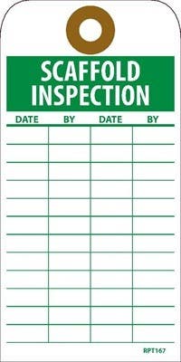 AccuformNMC RPT Scaffold Inspection Tag, 6" x 3", Unrippable Vinyl, 25/Pk