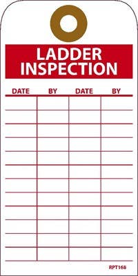 AccuformNMC RPT Ladder Inspection Tag, 6" x 3", Unrippable Vinyl, 25/Pk