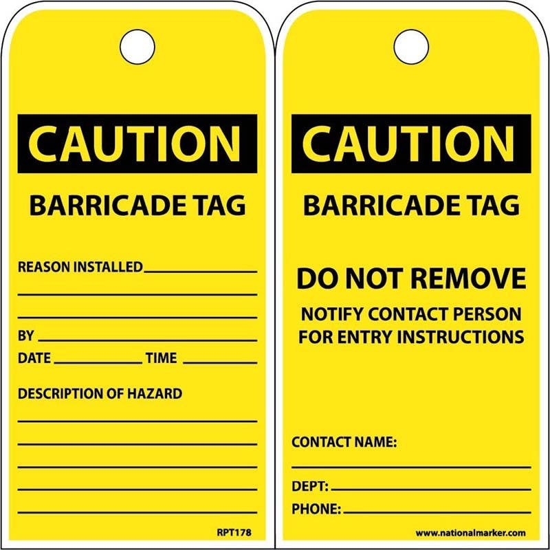 AccuformNMC TAR136 OSHA Caution Tags By-The-Roll, Barricade Tag, PF-Cardstock, 100/Roll