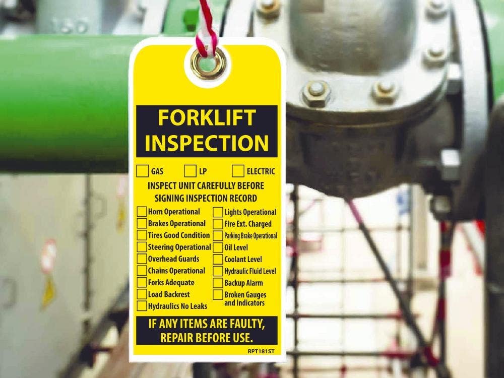 AccuformNMC RPT181ST Forklift Inspection Tag (Hole), 6" x 3", Synthetic Paper, 25/Pk