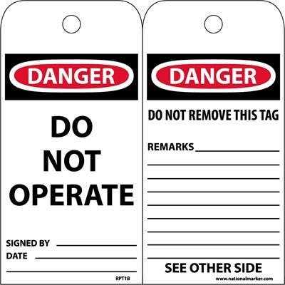 AccuformNMC RPT1B Danger, Do Not Operate Tag, 6" x 3", Card Stock, 25/Pk