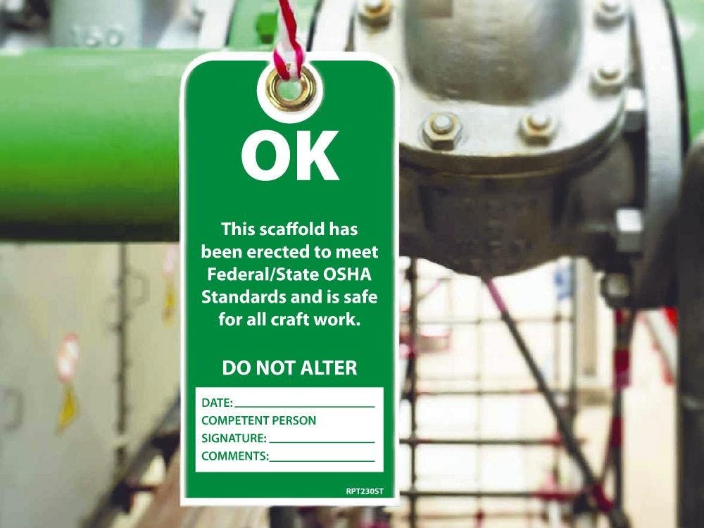 AccuformNMC TAR711 Tags By-The-Roll, Attention - Scaffold Is Safe To Use, PF-Cardstock, 100/Roll