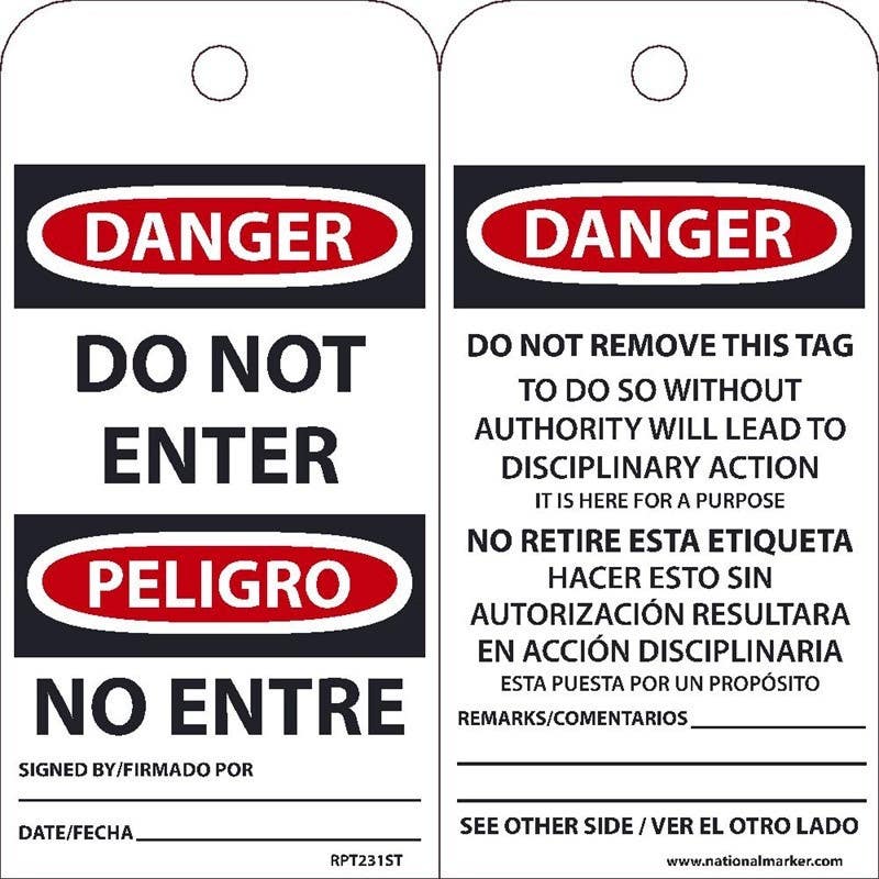 AccuformNMC TAR104 OSHA Danger Tags By-The-Roll, Do Not Enter, PF-Cardstock, 100/Roll