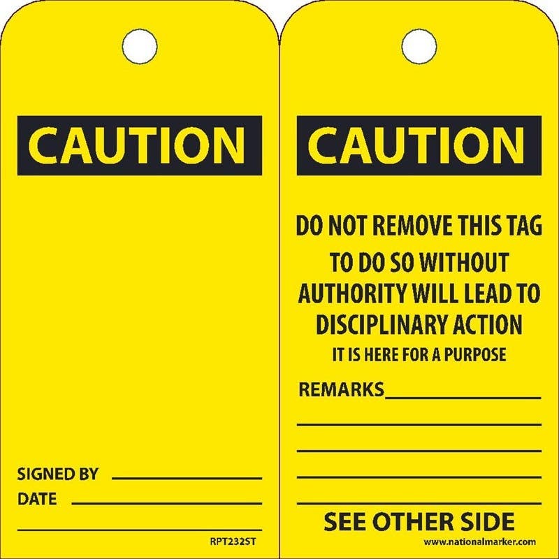 AccuformNMC TAR134 OSHA Caution Tags By-The-Roll, Blank, PF-Cardstock, 100/Roll
