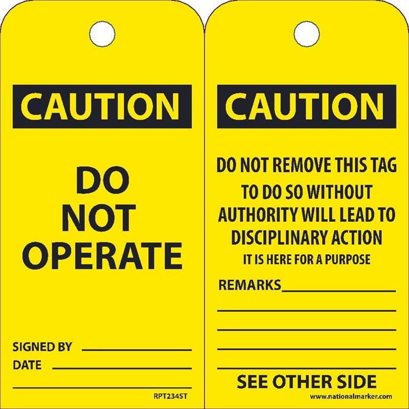 AccuformNMC TAR130 OSHA Caution Tags By-The-Roll, Do Not Operate, PF-Cardstock, 100/Roll