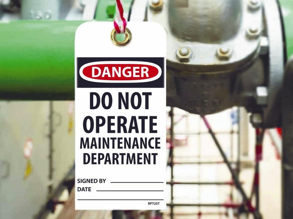 AccuformNMC RPT2ST Danger, Do Not Operate Maintenance Dept. Tag (Hole), 6" x 3", Synthetic Paper, 25/Pk