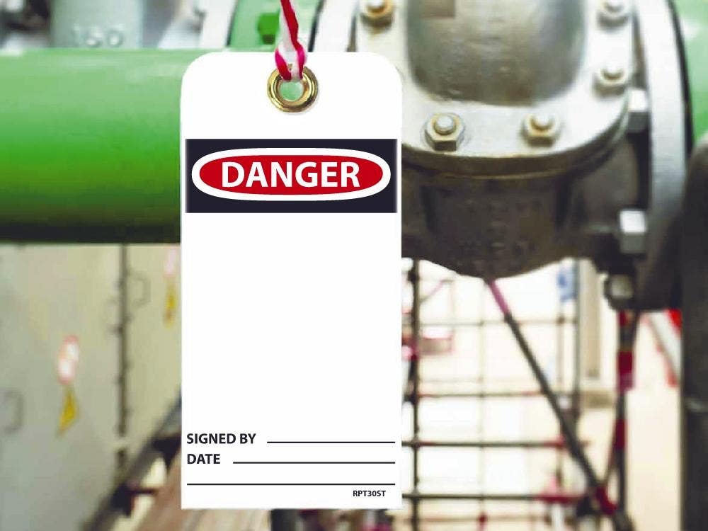 AccuformNMC RPT30ST Danger, Do Not Remove This Tag, 6" x 3", Synthetic Paper w/ 1 Top Center Hole, Zip Ties Included, 25/Pk