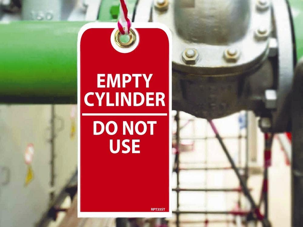 AccuformNMC RPT35ST Empty Cylinder, Do Not Use Tag, 6" x 3", Synthetic Paper w/ 1 Top Center Hole, Zip Ties Included, 25/Pk