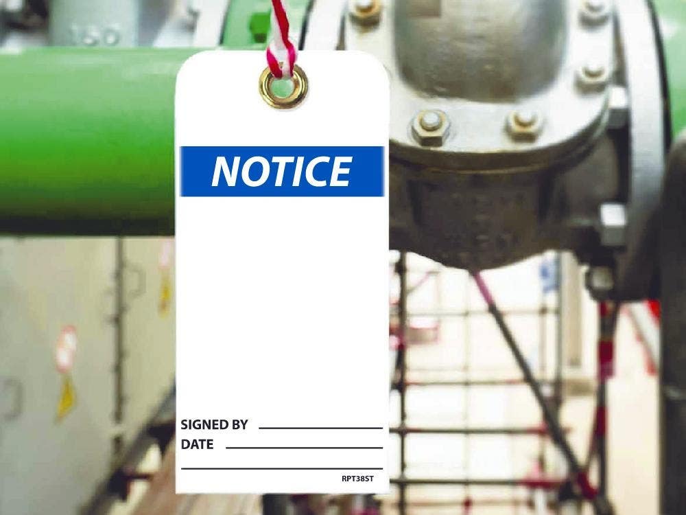 AccuformNMC RPT38ST Notice, Do Not Remove This Tag, 6" x 3", Synthetic Paper w/ 1 Top Center Hole, Zip Ties Included, 25/Pk