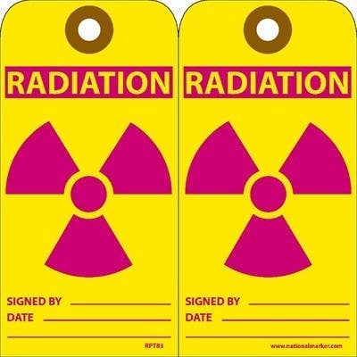 AccuformNMC RPT Radiation Tag, 6" x 3", Unrippable Vinyl, 25/Pk