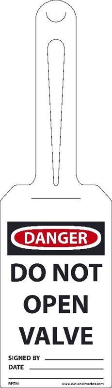 AccuformNMC TAL362 Loop 'n Strap, OSHA Danger Safety Tag, Do Not Open Valve, 25/Pk
