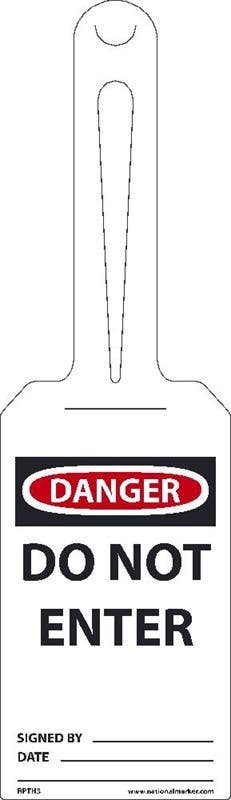 AccuformNMC TAL358 Loop 'N Strap, OSHA Danger Safety Tag, Do Not Enter, 25/Pk