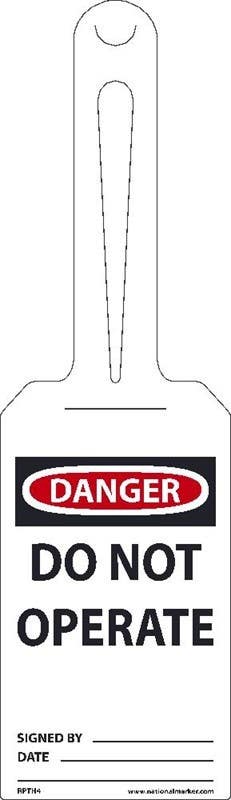 AccuformNMC TAL350 Loop 'n Strap, OSHA Danger Safety Tag, Do Not Operate, 25/Pk