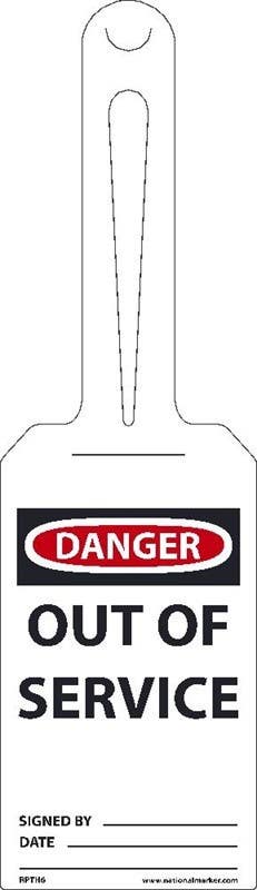 AccuformNMC TAL354 Loop 'n Strap, OSHA Danger Safety Tag, Out Of Service, 25/Pk