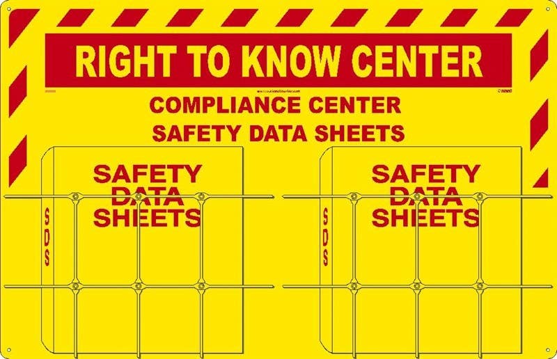 AccuformNMC RTK82 Right To Know Center, 20" x 31", 2 Baskets, Red On Yellow