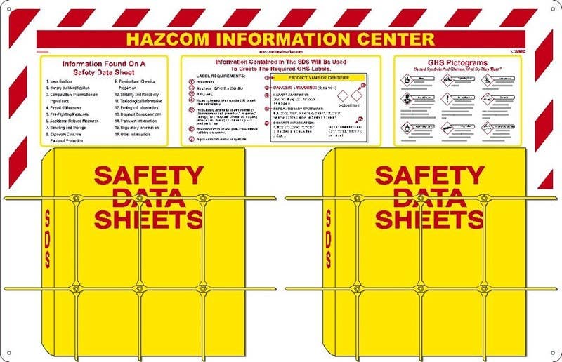 AccuformNMC RTK83 Right To Know Hazcom Information Center, 20" x 31", 2 Baskets, Red Yellow Black On White