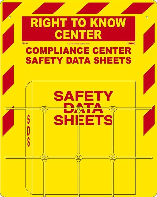 AccuformNMC RTK84 Right To Know Center, 20" x 16", 1 Basket, Red On Yellow