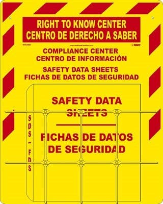 AccuformNMC RTK84BI Right To Know Center (Bilingual), 20" x 16", 1 Basket, Red On Yellow