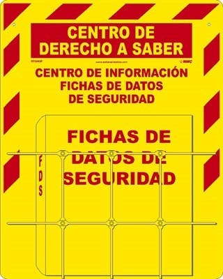 AccuformNMC RTK84SP Right To Know Center (Spanish), 20" x 16", 1 Basket, Red On Yellow