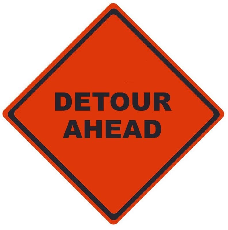 AccuformNMC RUNR Detour Ahead, Traffic Roll-Up Sign, Non-Reflective Vinyl