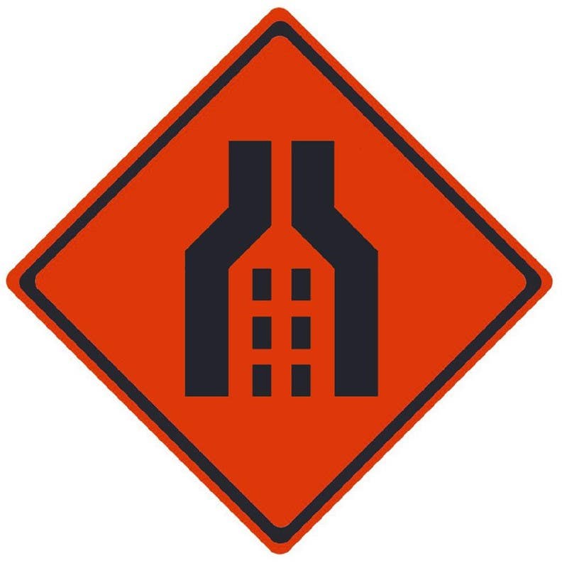 AccuformNMC RU Double Merge, Traffic Roll-Up Sign