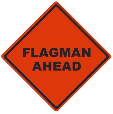AccuformNMC RU Flagman Ahead, Traffic Roll-Up Sign