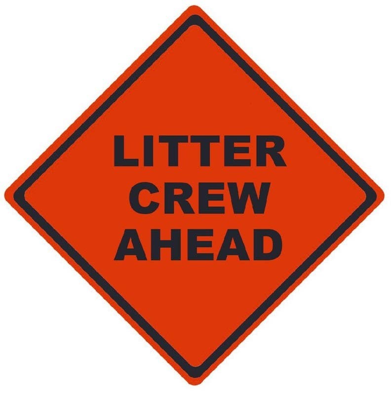 AccuformNMC RU Litter Crew Ahead, Traffic Roll-Up Sign