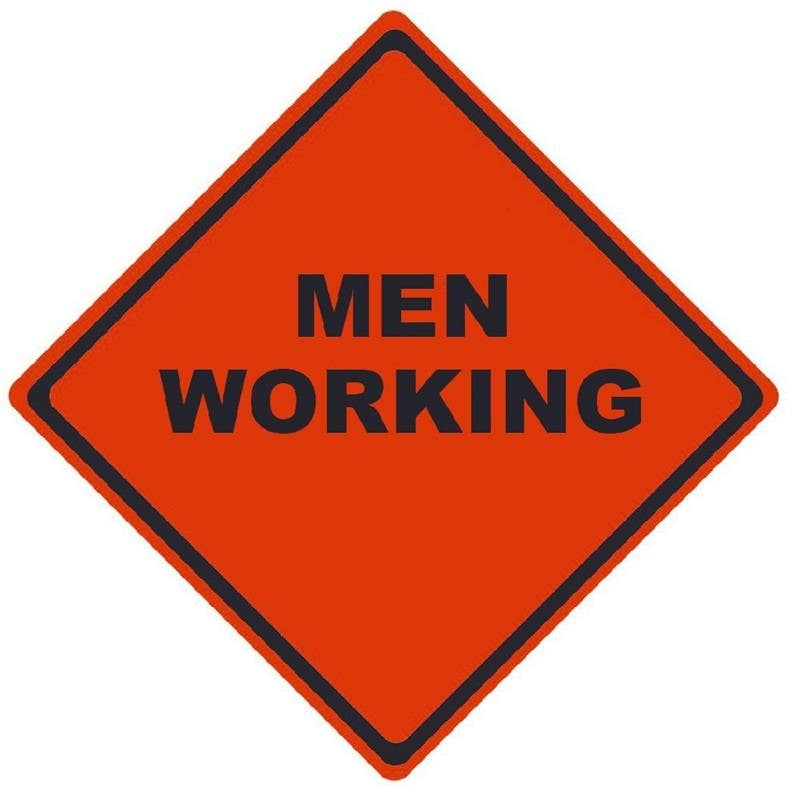 AccuformNMC RUNR Men Working, Traffic Roll-Up Sign, Non-Reflective Vinyl