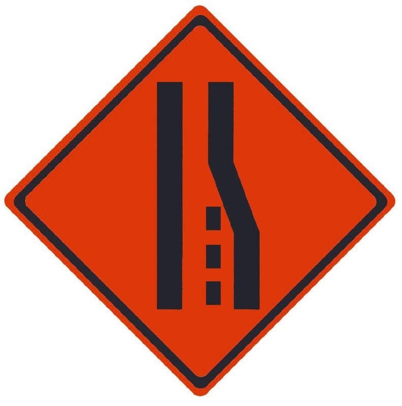 AccuformNMC RU Merge Right Lane, Traffic Roll-Up Sign