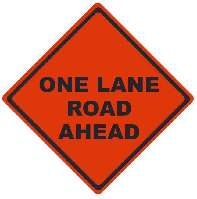 AccuformNMC RUNR One Lane Road Ahead, Traffic Roll-Up Sign, Non-Reflective Vinyl
