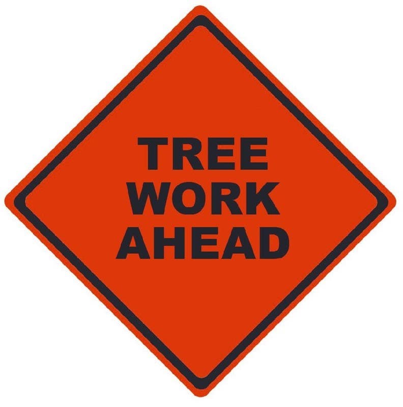 AccuformNMC RU Tree Work Ahead, Traffic Roll-Up Sign