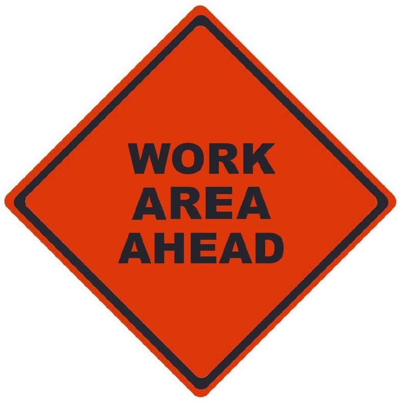 AccuformNMC RU Work Area Ahead, Traffic Roll-Up Sign