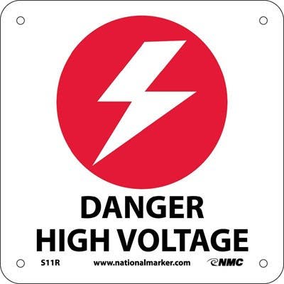 AccuformNMC S11 Danger High Voltage Sign w/ Graphic, 7" x 7"