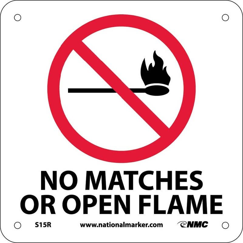 AccuformNMC S15 No Matches Open Flame Sign w/ Graphic, 7" x 7"