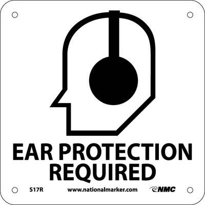 AccuformNMC S17 Ear Protection Required Sign w/ Graphic, 7" x 7"