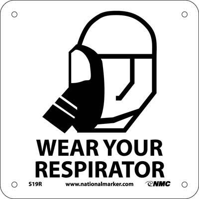 AccuformNMC S19 Wear Your Respirator Sign w/ Graphic, 7" x 7"