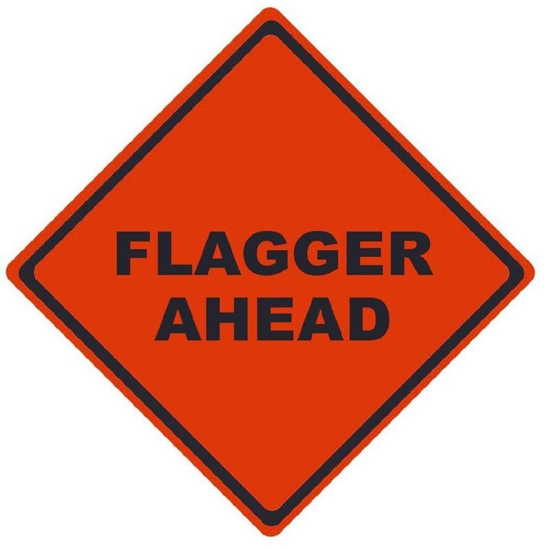 AccuformNMC RUNR Flagger Ahead, Traffic Roll-Up Sign, Non-Reflective Vinyl