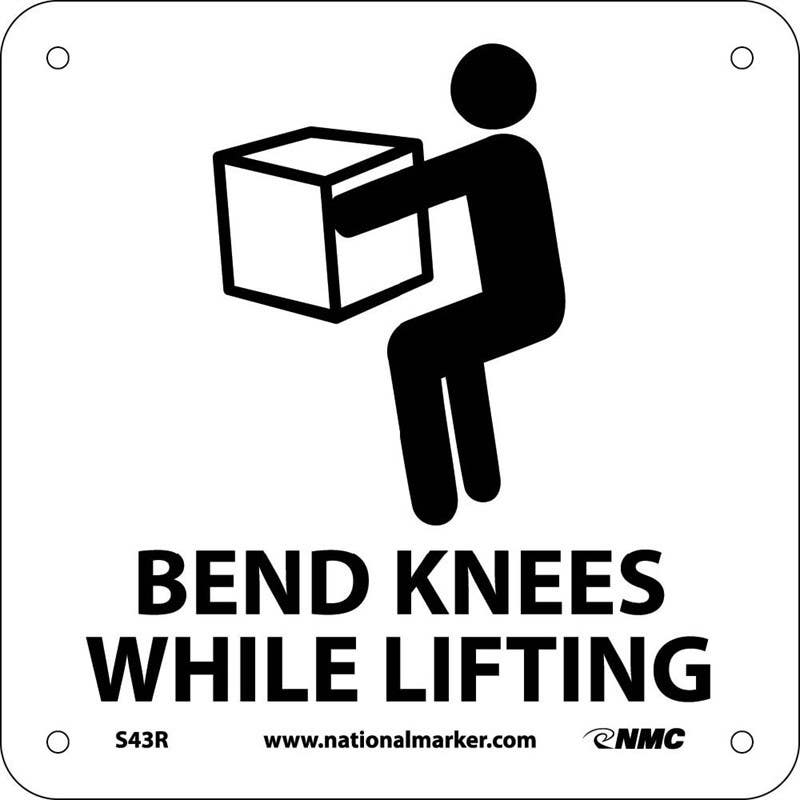 AccuformNMC S43 Bend Knees While Lifting Sign w / Graphic, 7" x 7"