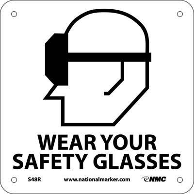 AccuformNMC S48 Wear Your Safety Glasses Sign (Graphic), 7" x 7"