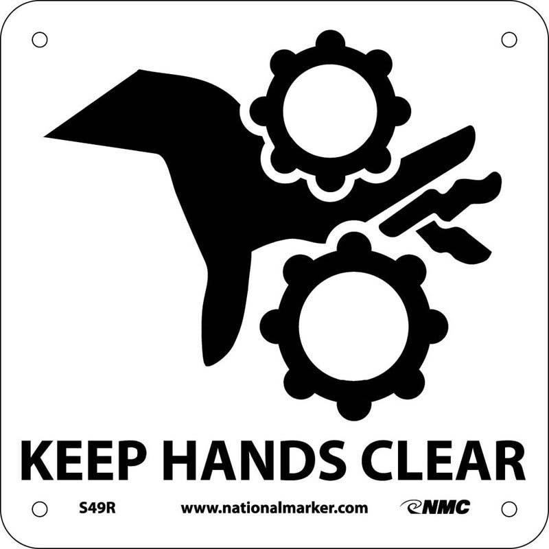 AccuformNMC S49 Keep Hands Clear Sign w/ Graphic, 7" x 7"