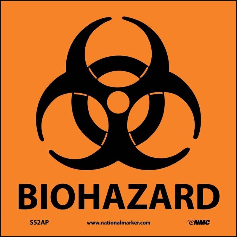 AccuformNMC S52AP Biohazard Label (Graphic), 4" x 4", Adhesive Backed Vinyl, 5/Pk