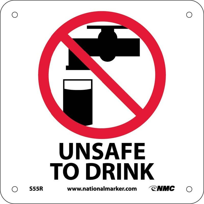 AccuformNMC S55 Unsafe To Drink Sign w/ Graphic, 7" x 7"