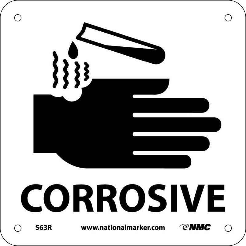 AccuformNMC S63 Corrosive Sign w/ Graphic, 7" x 7"