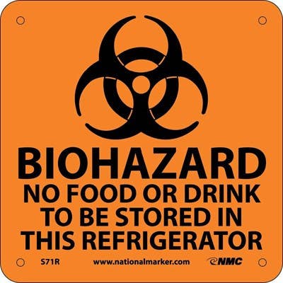 AccuformNMC MBHZ Biohazard Safety Sign, No Food Or Drink To Be Stored In This Refrigerator