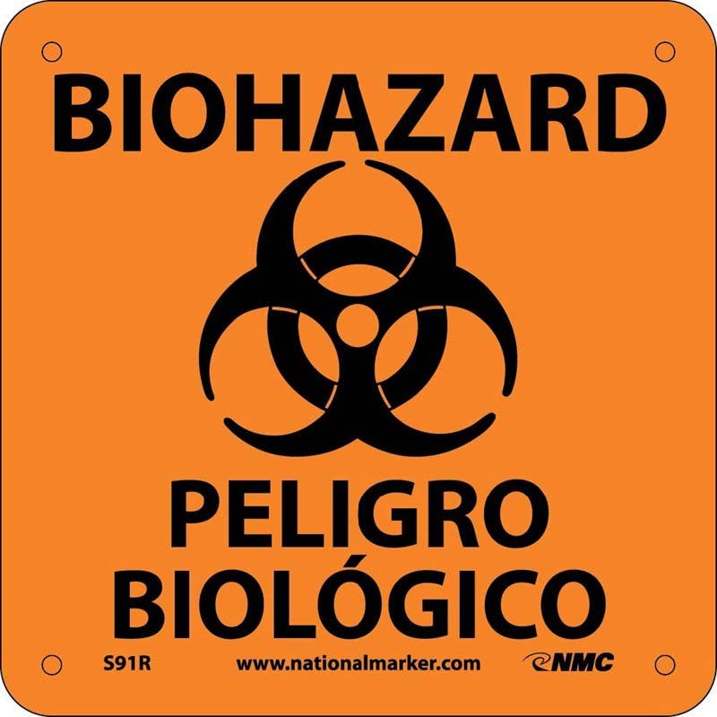AccuformNMC S91 Biohazard Sign w/Graphic (Bilingual), 7" x 7"