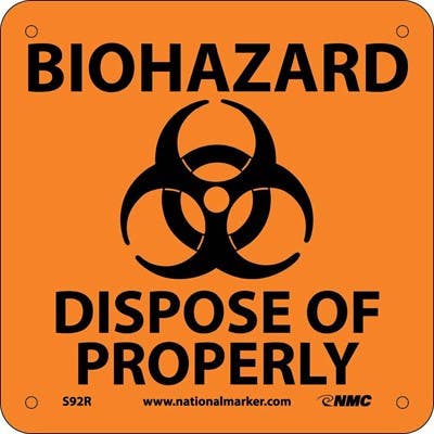 AccuformNMC S92 Biohazard Dispose Of Properly Sign w/Graphic, 7" x 7"