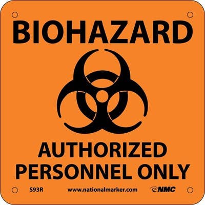 AccuformNMC S93 Biohazard Authorized Personnel Only Sign w/Graphic, 7" x 7"